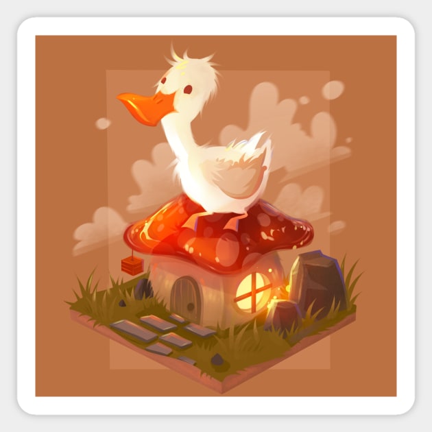 Duck Mushroom Cottage Sticker by Claire Lin